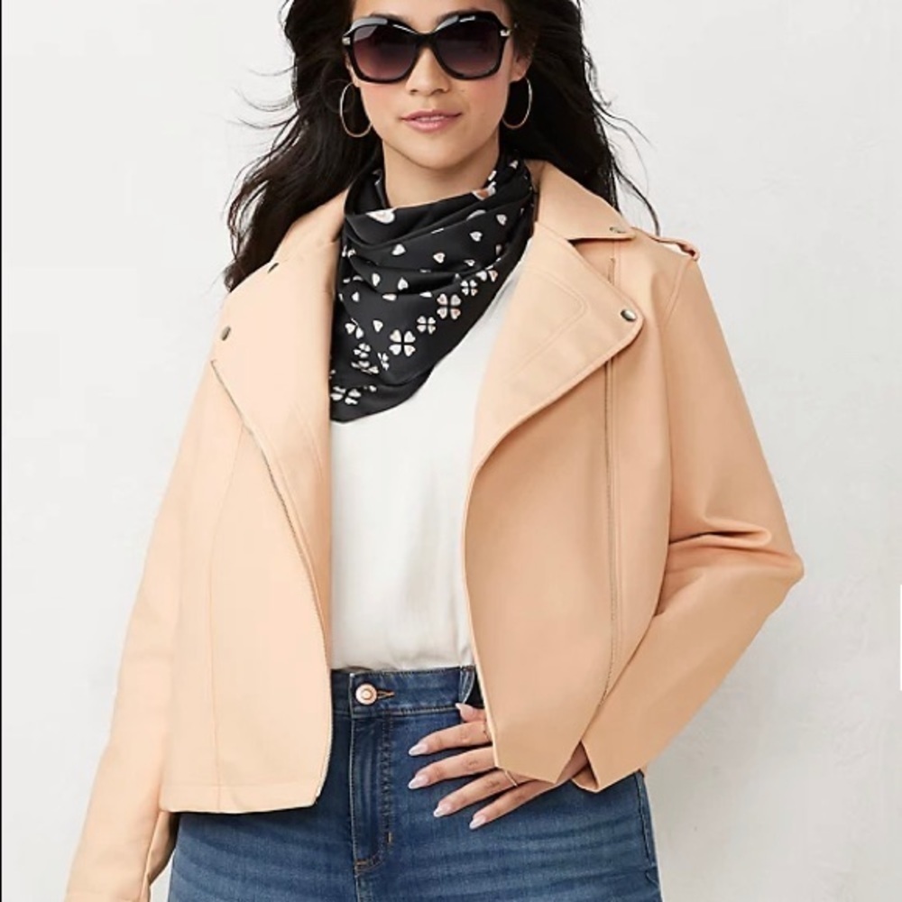 LC Lauren Conrad Moto Jacket Bonita Peach